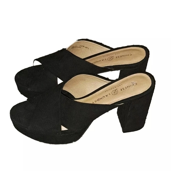 Chinese Laundry Black Chunky High Heels Size 8.5 SB6#8 - Picture 5 of 7